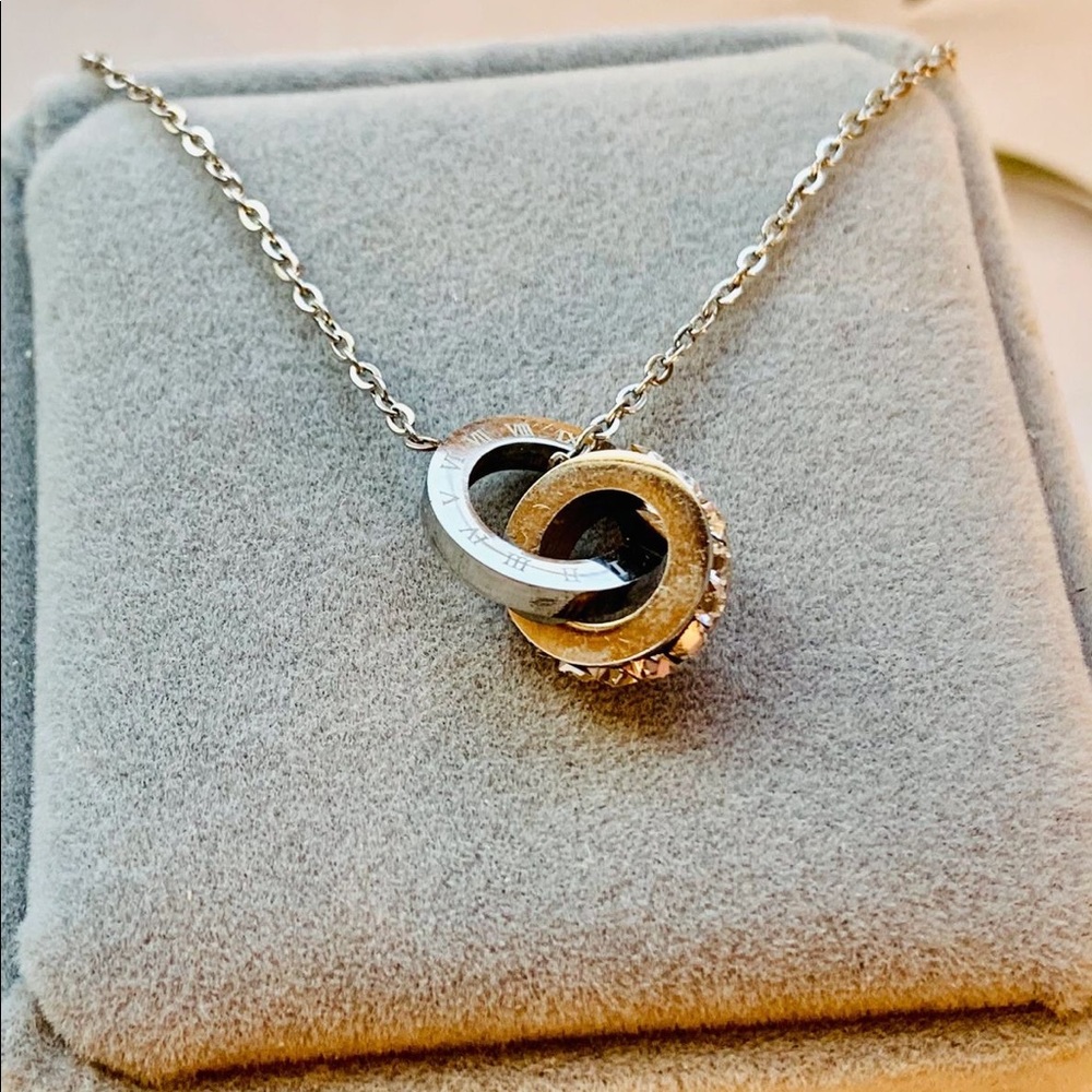 Infinity Rings Roman Numerals Necklace - Picture 2 of 3